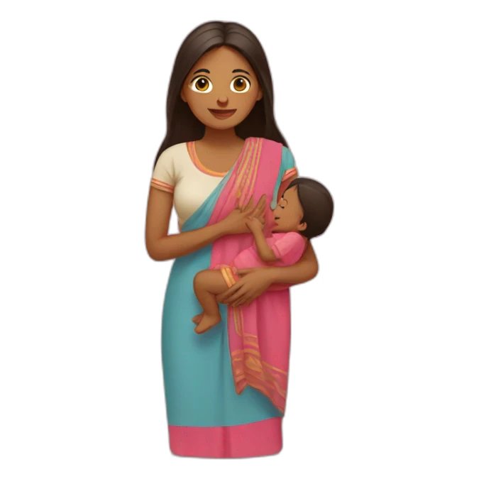 indian mother and baby sticker