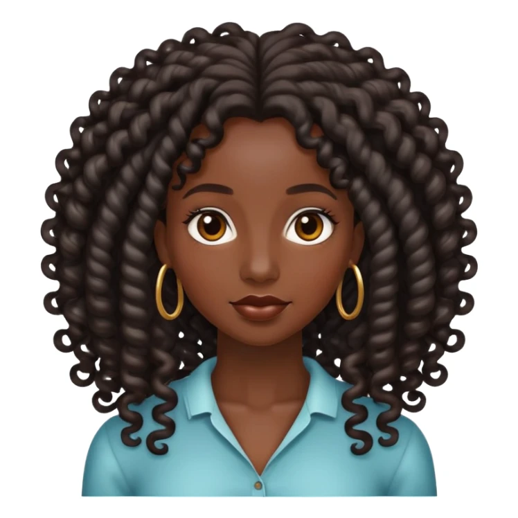 Black woman with long black ringlet curls sticker