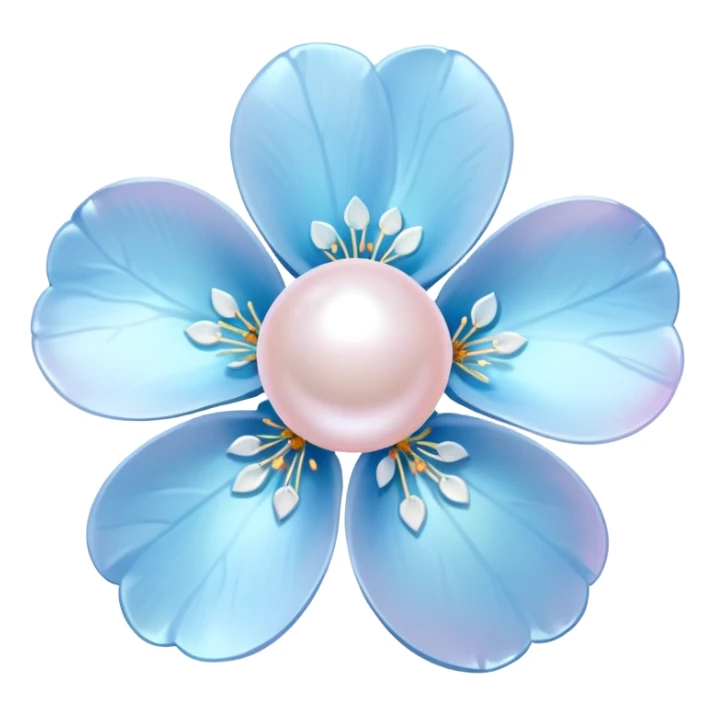 light blue pastel sakura blossom with a round pearl border sticker