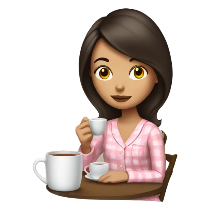 Brunette woman in pajamas drinking tea sticker