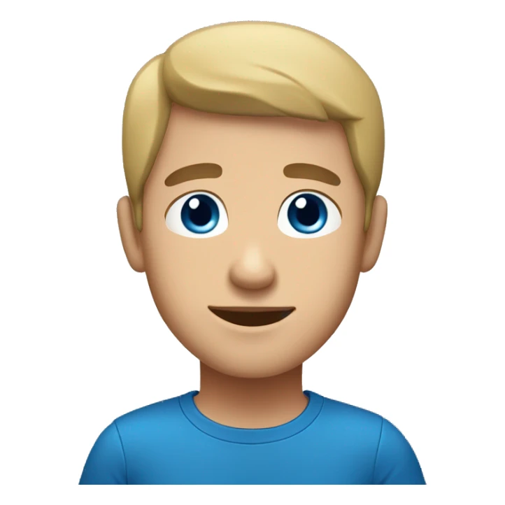 light skin man  with red t-shirt have black hair, blue eyes sticker