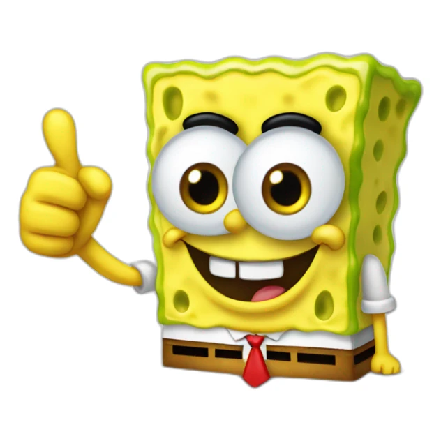 SpongeBob with red eyes giving the thumbs up sticker