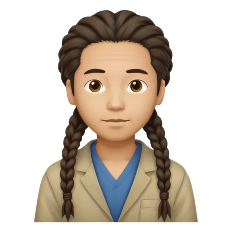 Casual person with tied-back dreadlock, asian sticker