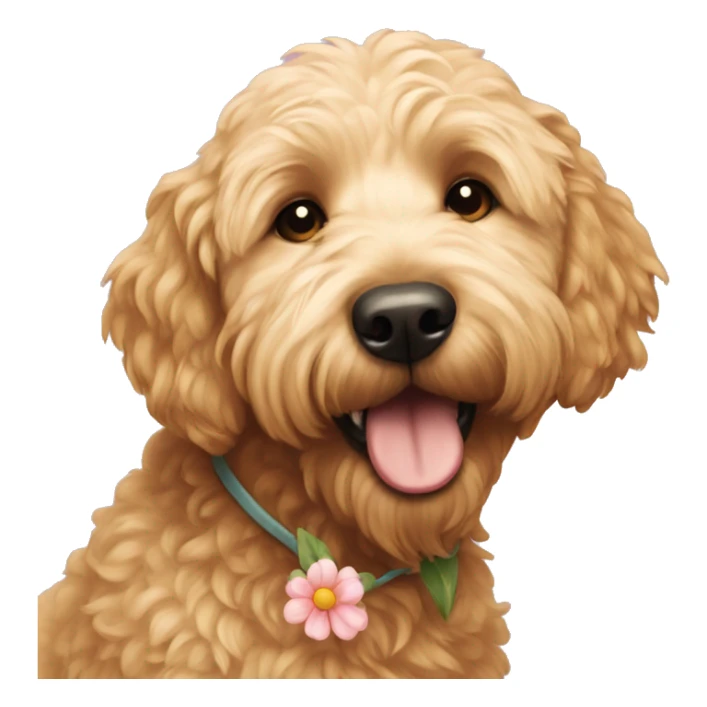 Golden doodle with flower in its ear sticker