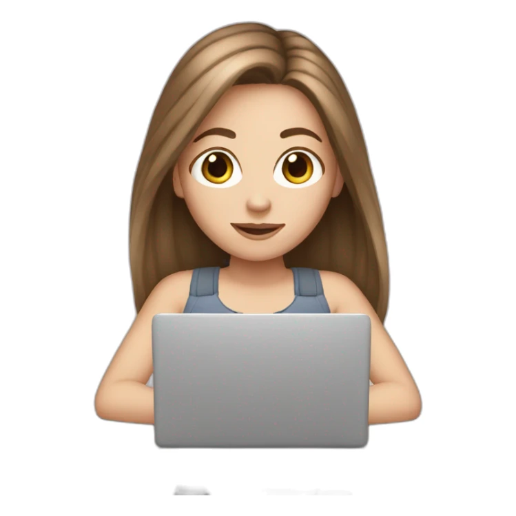 white girl brown hair with her laptop sticker