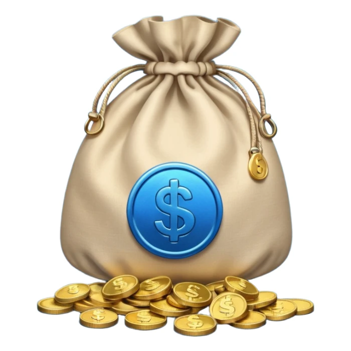 money bag on top of blue coins sticker