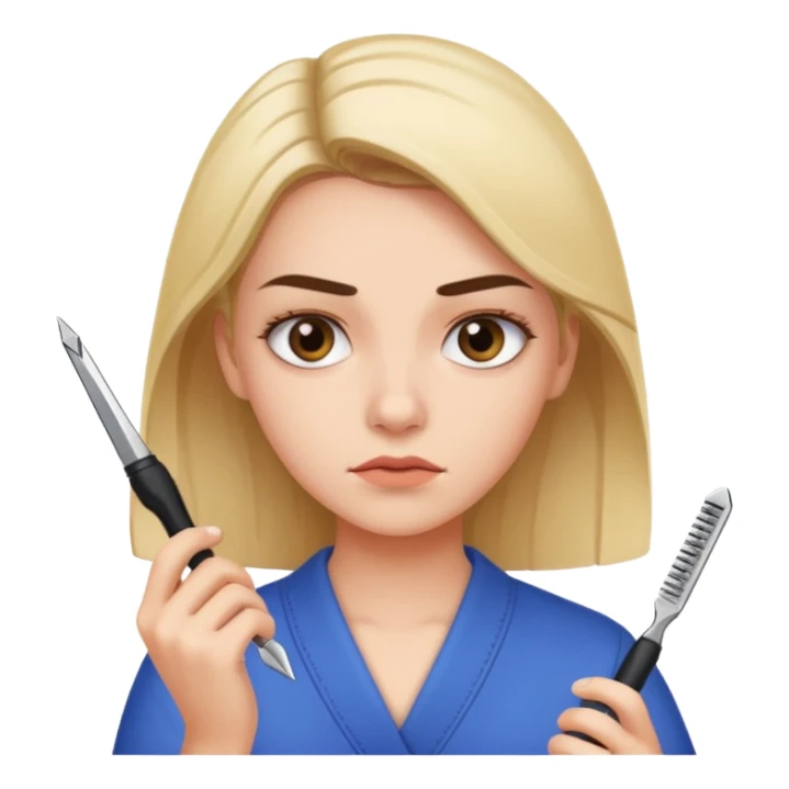 girl holdinng eyebrow razor sticker