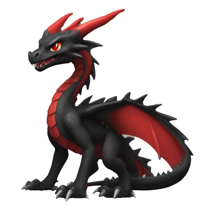 cool edgy black and red Dark-type dragon Pokémon full body sticker