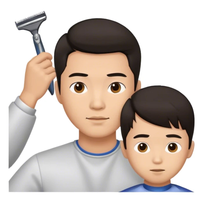 asian man having hair cut sticker