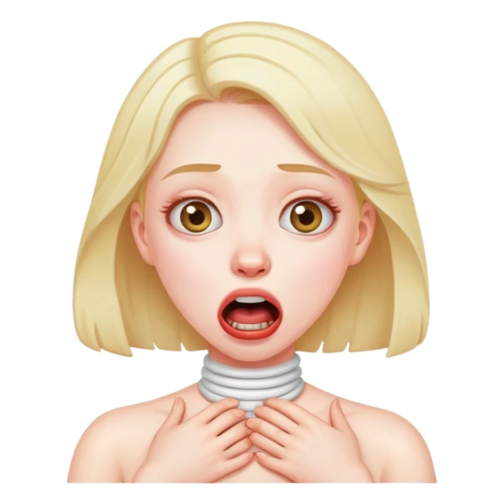 emoji of girl chocking herself exaggerated funny sticker