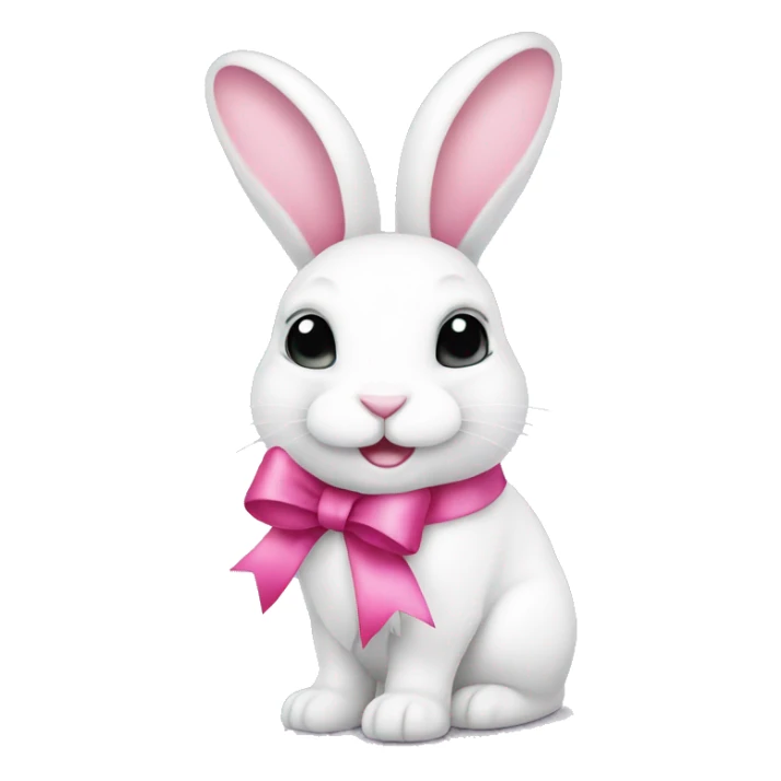 white bunny with pink bow christmas sticker