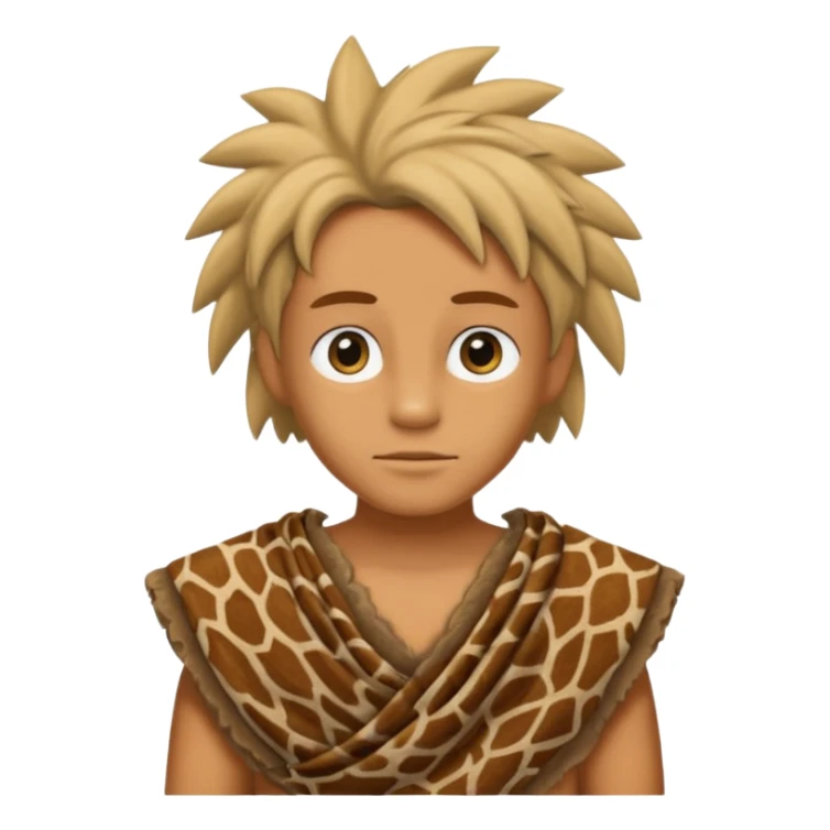 a simson wearing ancient animal skin cloth, half body, icon sticker