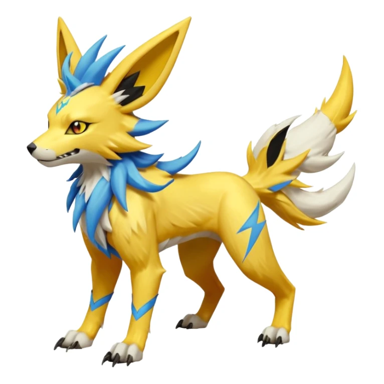Feral Quadrupedal Digitigrade Electrike-Jolteon-Renamon-Zeraora-Vernid-Sergal-fusion-hybrid-creature, full body  sticker