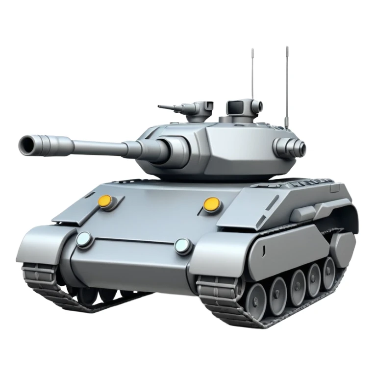 futuristic military tank 2025, playful and approachable, smooth lines, apple style emoji sticker