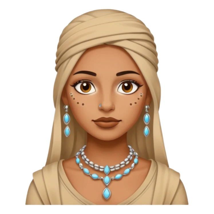 desert woman outfit with piercings just face  sticker