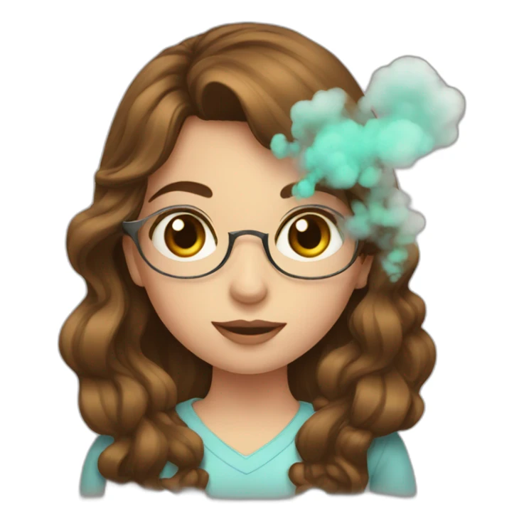 a girl with brown hair and a bow using a vape sticker