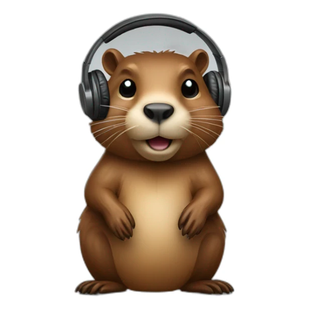 beaver with headphones sticker