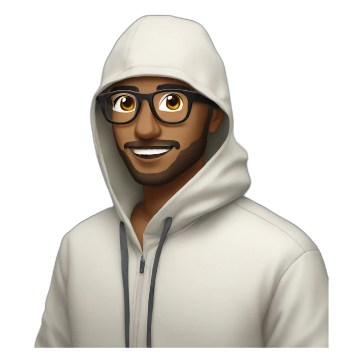 Arabian rapper with glasses in front of fuji mountain sticker