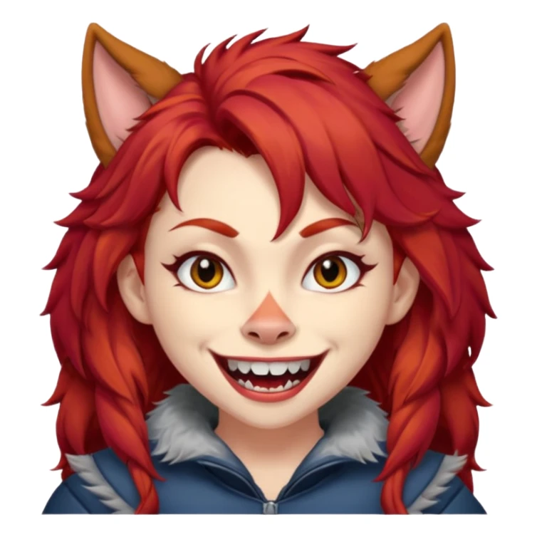 Werewolf red hair girl with a smile sticker