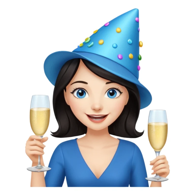 Laughing and fun dark hair woman with blue eyes sticker