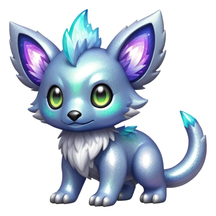 Shiny epic glittery iridescent silvery animal-fakemon-creature sticker