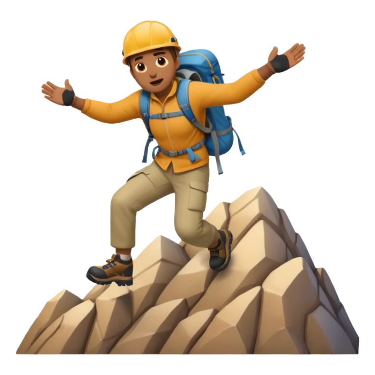 apple style emoji of a man falling from a mountain sticker
