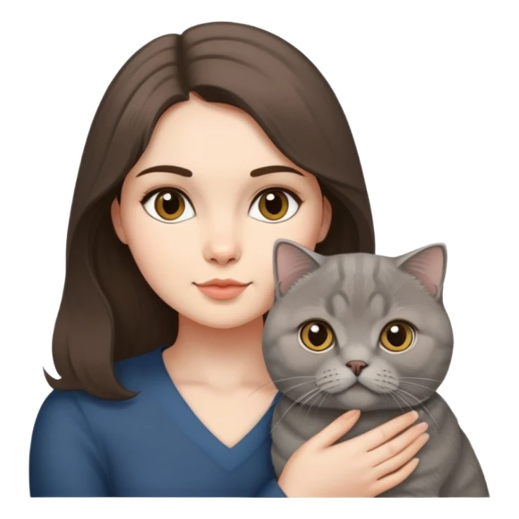 Grey scottish fold cat and brunette woman sticker