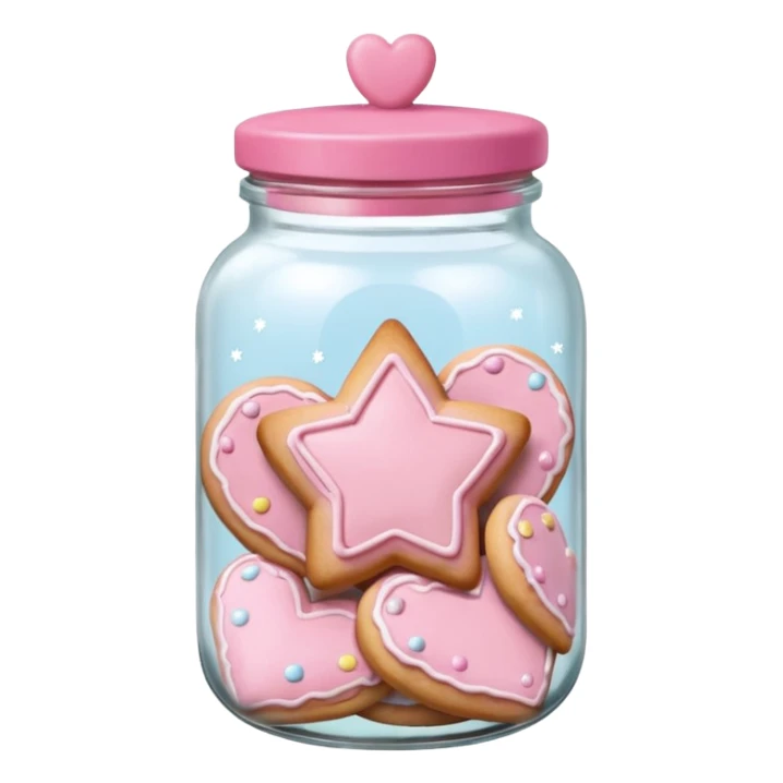 pastel pink christmas cookies in different shapes in jar with pink lid  sticker