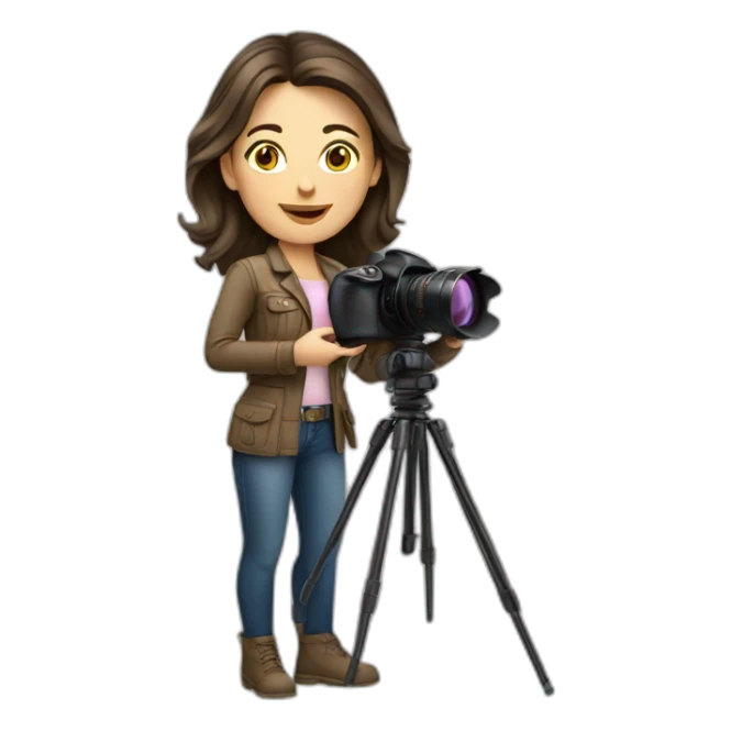 caucasian brunette woman photographer sticker