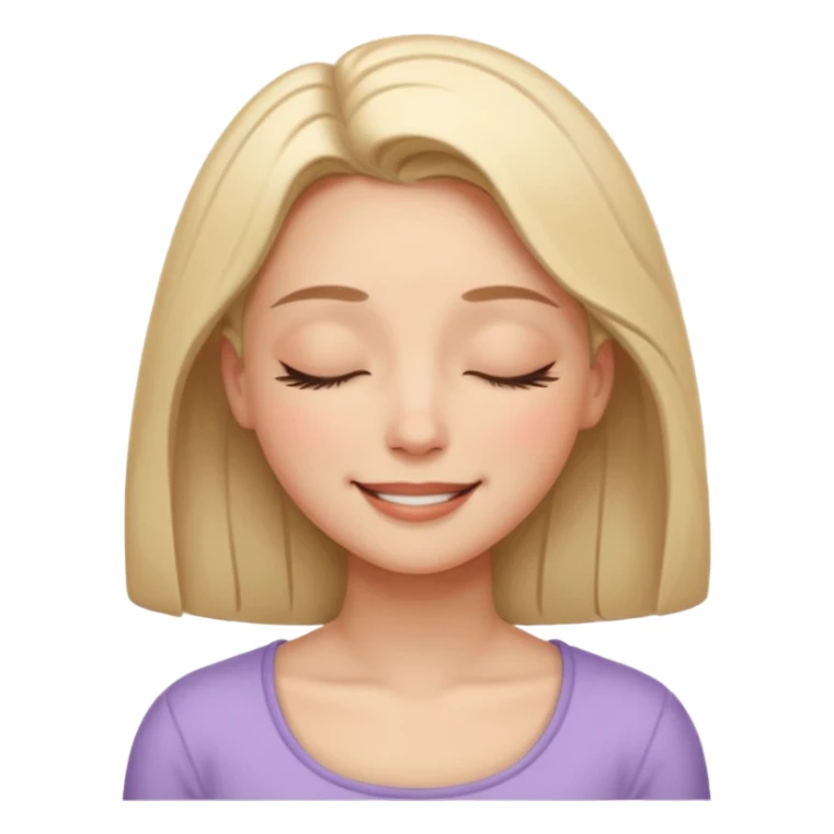 lady face icon feels safe, with closed eyes, smile,  sticker