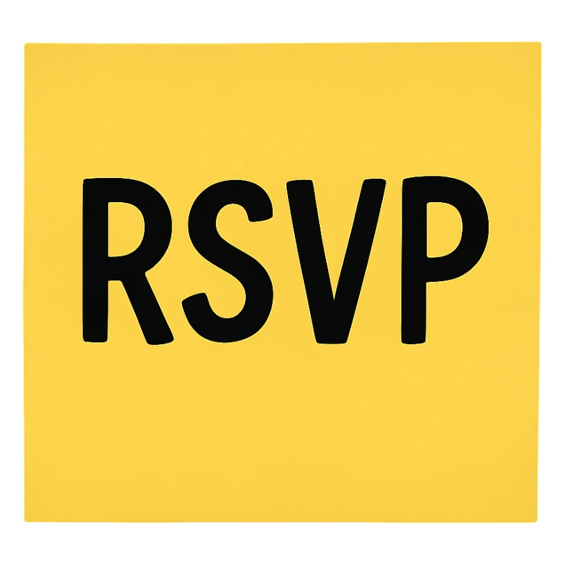 Make the background transparent. Keep the sticky note with RSVP written in bold letters. sticker