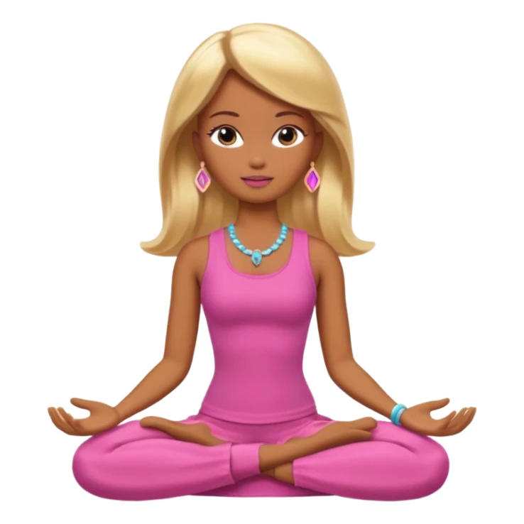 Brown skin blonde hair Barbie meditating  sticker