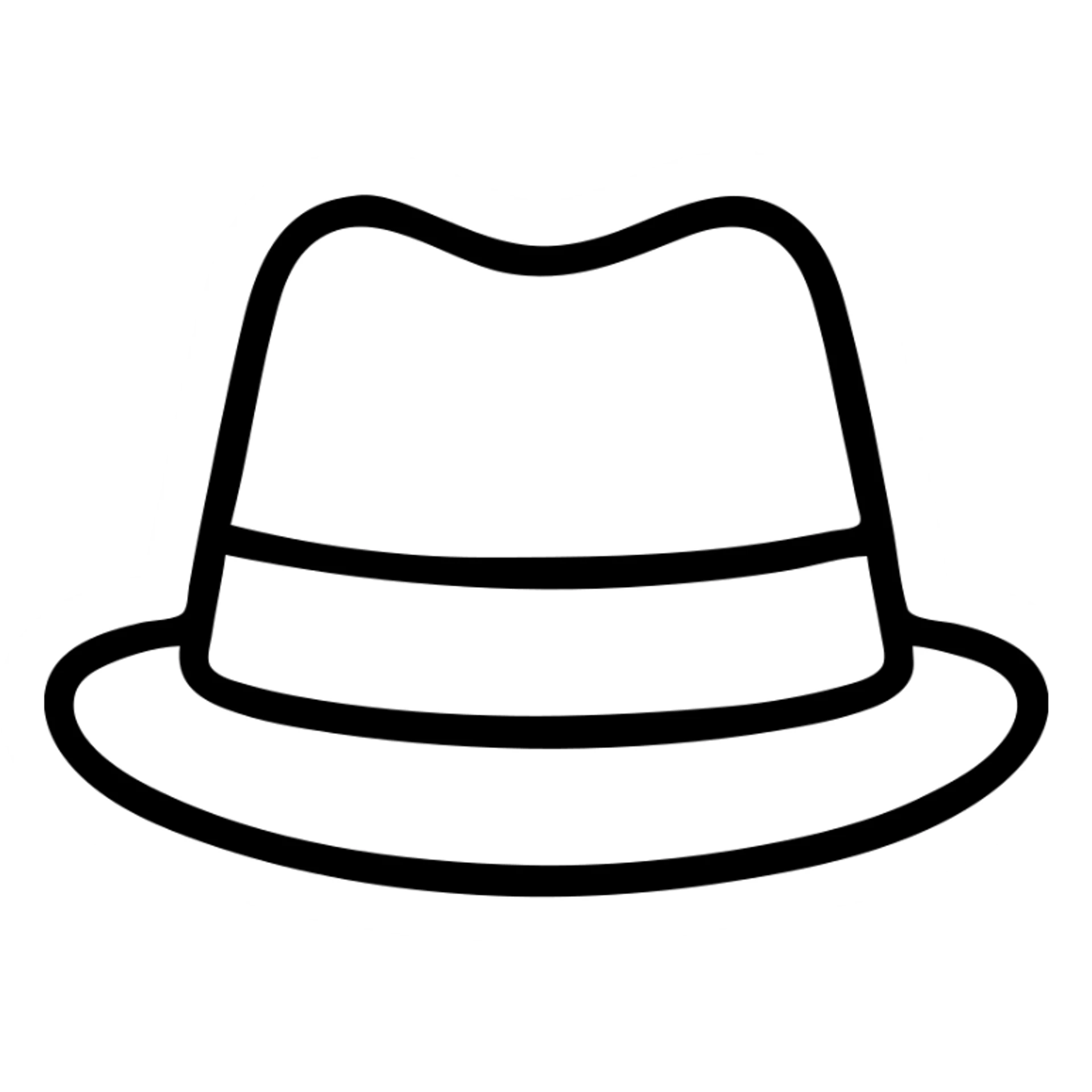 front-facing trilby hat minimal style neutral color icon sticker