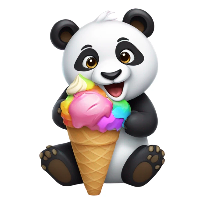 Panda eating ice cream sticker