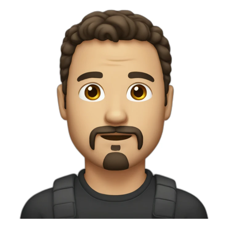 40 year old man with dark brown hair and a goatee sticker