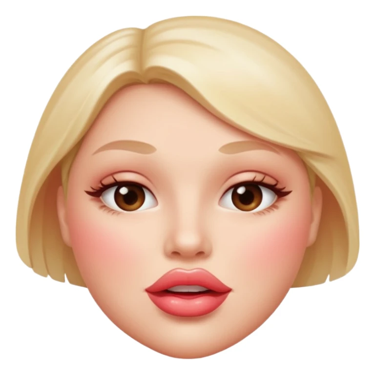 Glossy, plump lips biting the bottom lip, subtle shine on the top lip, soft blush gradient in the background for contrast. sticker
