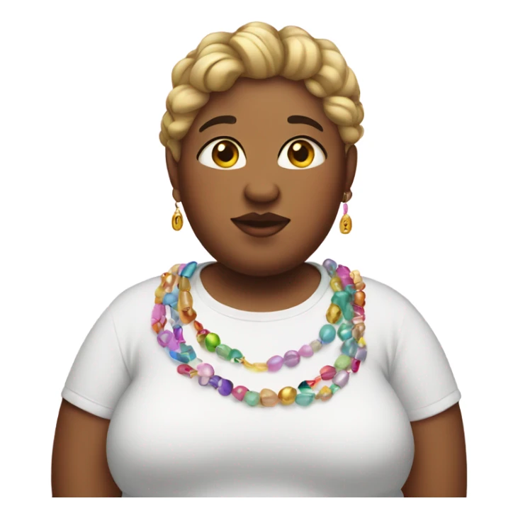 Fat girl with beads in her head and unicorn shirt sticker