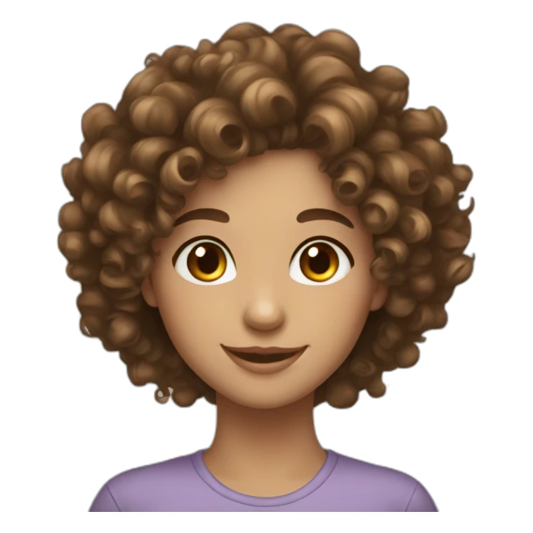 Curly hair brown eyes fair girl smiling  sticker