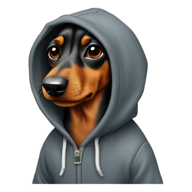 Daschund dog wearing a hoodie sticker