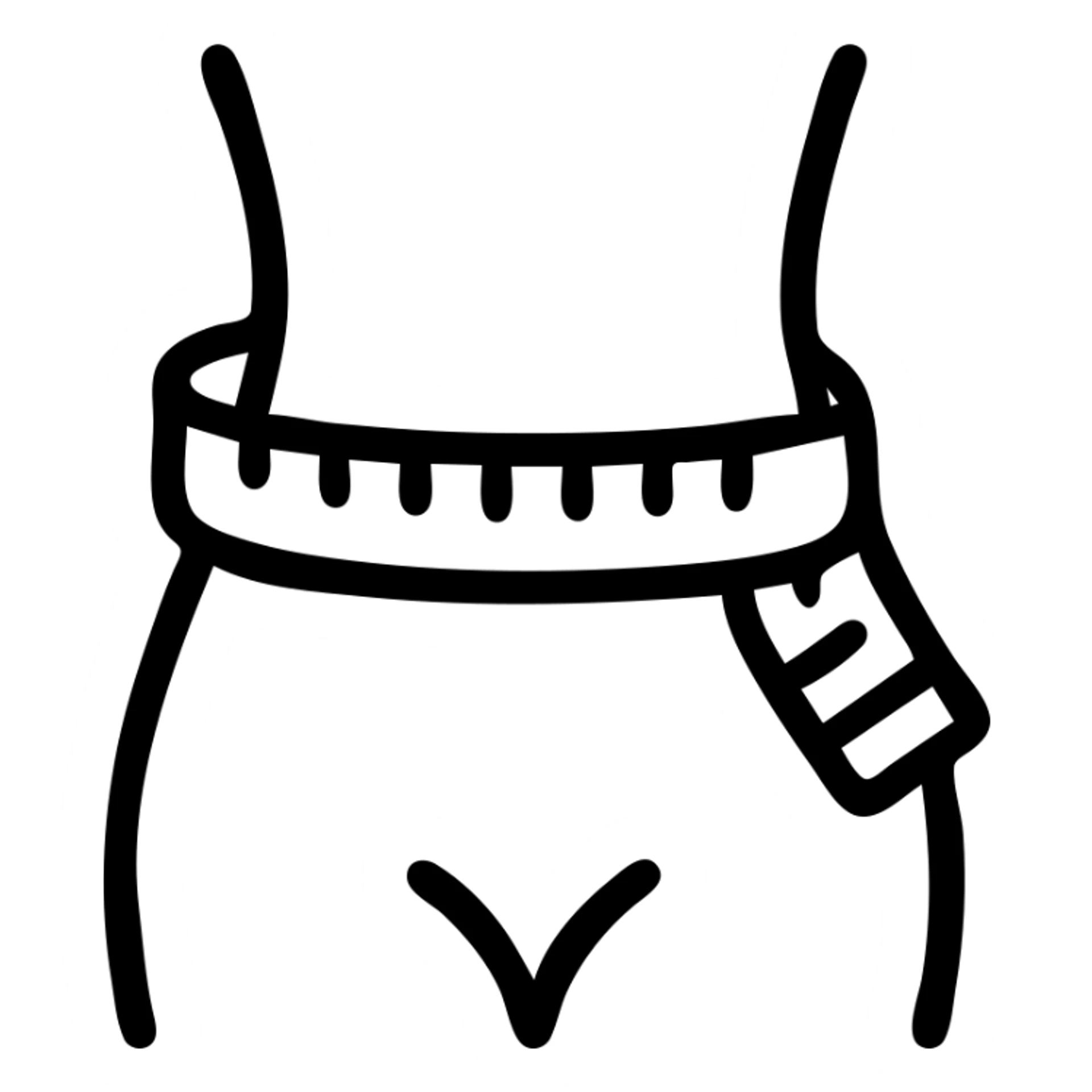 tape measure icon wrapped around a waist, playful and friendly, visually distinct, no text sticker