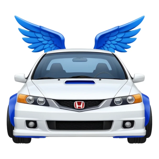 8th gen honda si white with blue wing sticker