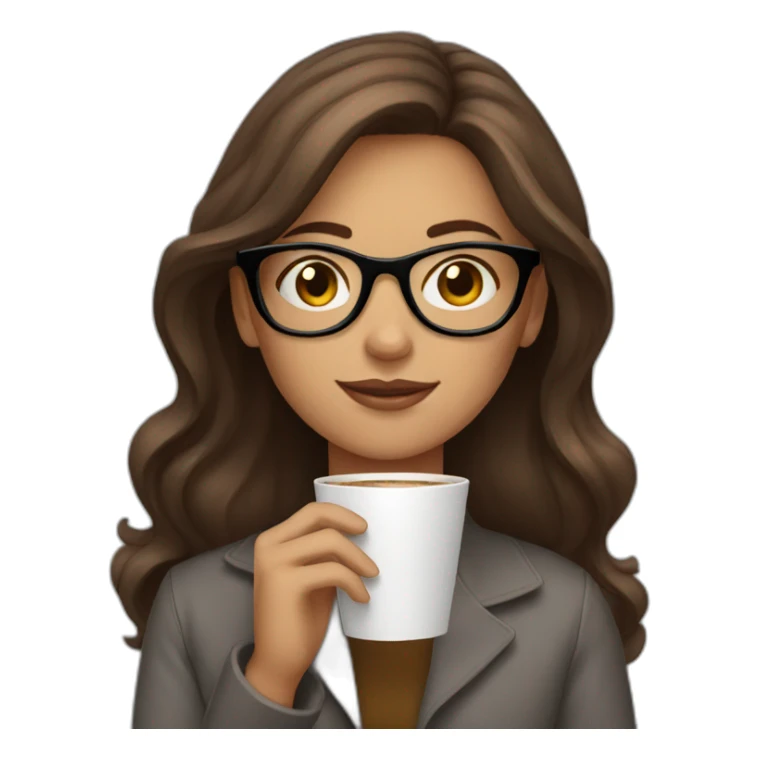 brown hair girl with glasses drinking coffee sticker