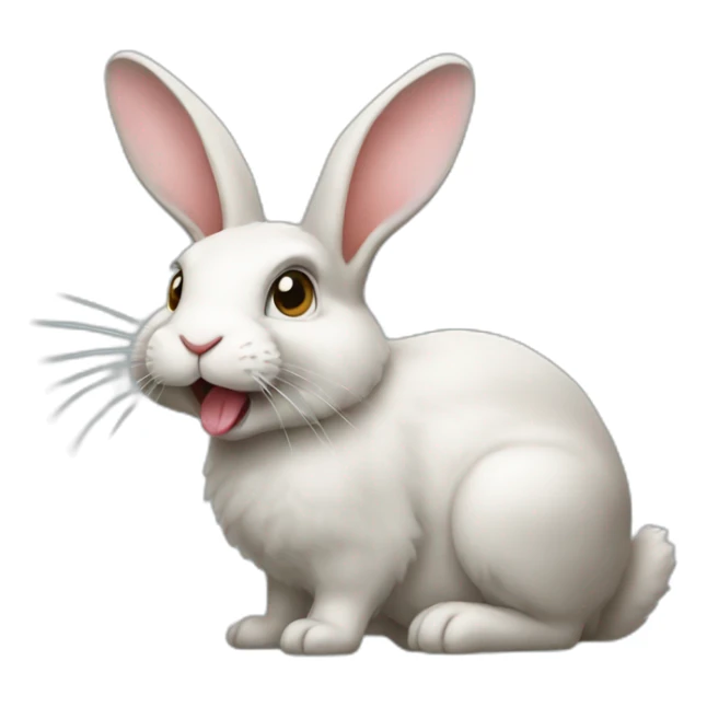 a rabbit with its tongue sticking out sticker