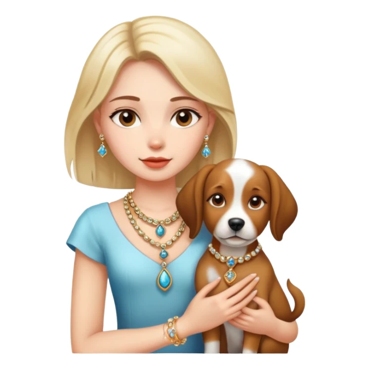 girl with dog and jewelry sticker