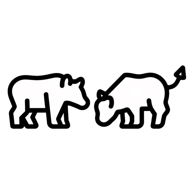 Moscow Exchange trading graph with bull and bear symbols sticker