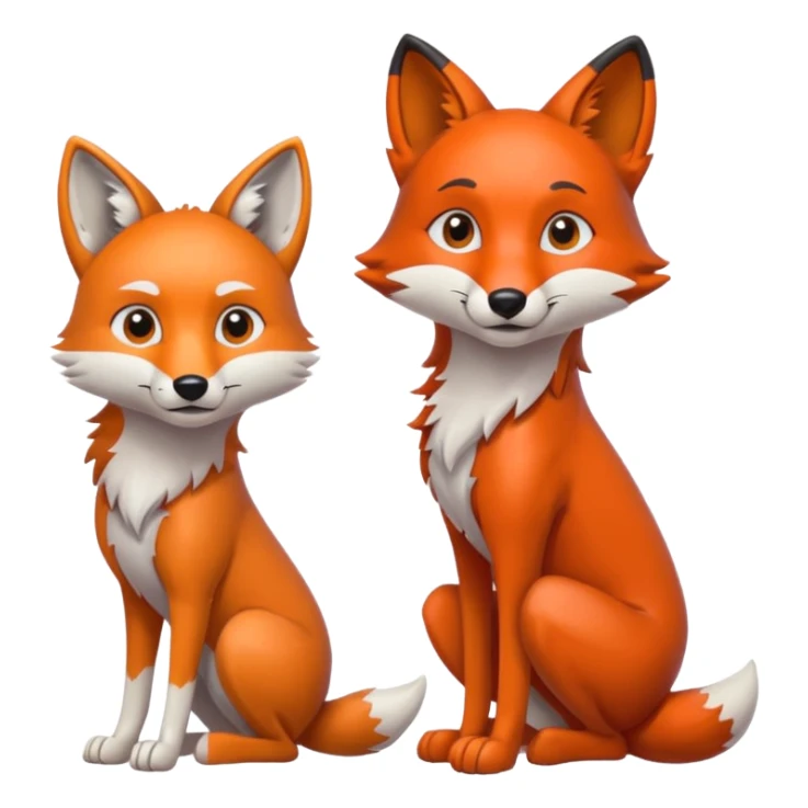 draw a wolf and a fox together in different poses sticker