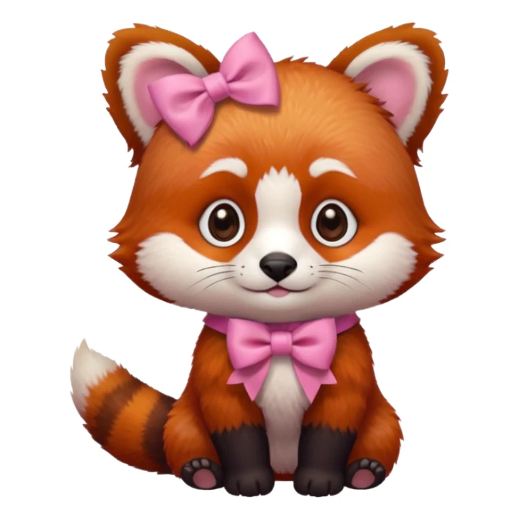 baby Red panda wearing a pink bow sticker