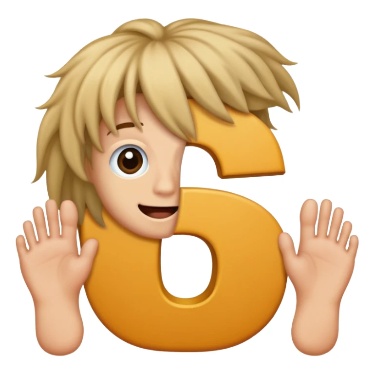 Una letra c y cabello manos y pies ojos una boca sticker