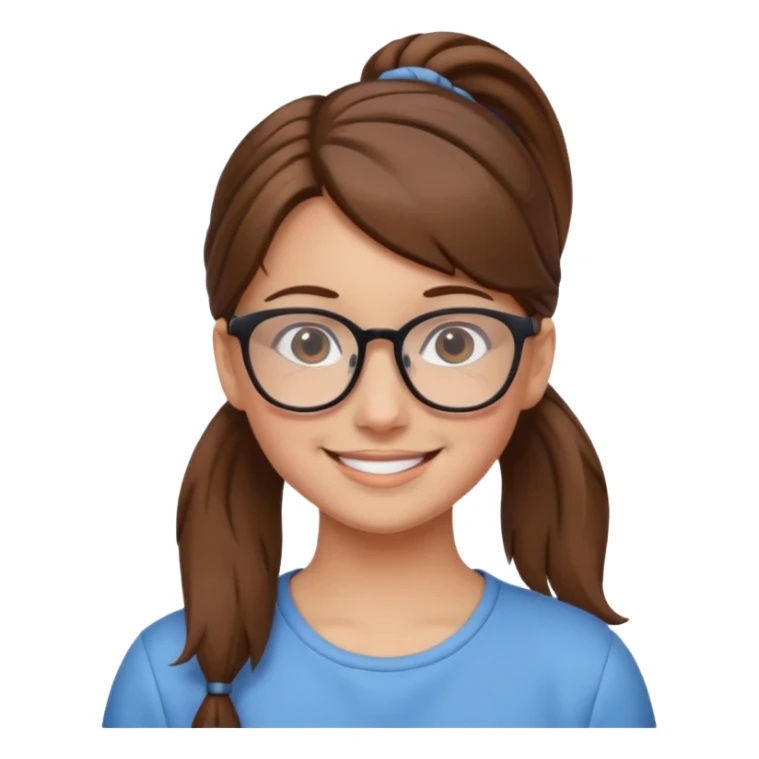 brown haired Ponytail Girl with Glasses sticker