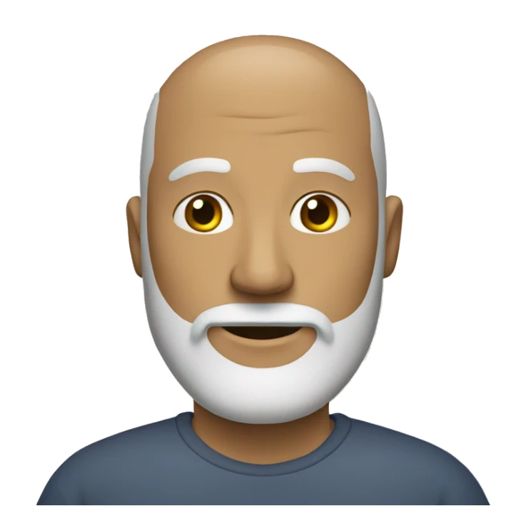 A middle-age man with a beard and a bald head sticker
